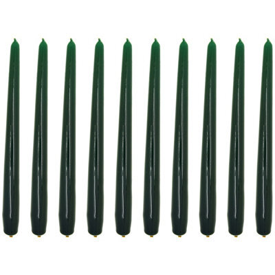 "SolaDirect Tapered Dinner Candles, Pack Of 10, Unscented, Long Burning Time, 24 Cm / 19.45"" (Forest Green, Varnished)" - image 1