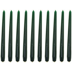 "SolaDirect Tapered Dinner Candles, Pack Of 10, Unscented, Long Burning Time, 24 Cm / 19.45"" (Forest Green, Varnished)"