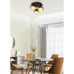 Luminosa Lighting Luminosa Barry Shade Cluster Ceiling Light Matt Black Balls Smoke Glass Shade 3X E27 - thumbnail 4