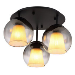 Luminosa Lighting Luminosa Barry Shade Cluster Ceiling Light Matt Black Balls Smoke Glass Shade 3X E27 - thumbnail 1
