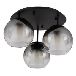 Luminosa Lighting Luminosa Barry Shade Cluster Ceiling Light Matt Black Balls Smoke Glass Shade 3X E27 - thumbnail 2