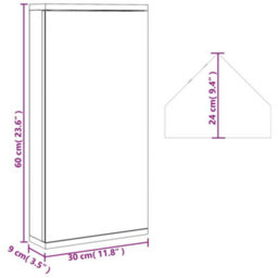 Berkfield Corner Bathroom Mirror Cabinet White 30X24X60 Cm - thumbnail 9