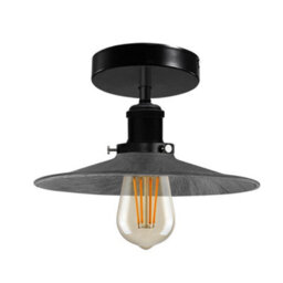 Industrial Semi Flush Ceiling Light 22Cm Metal Brushed Silver Lampshade With E27 Led Bulb Ceiling Lamp - thumbnail 1