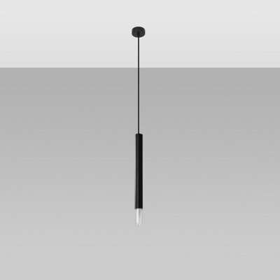 Sollux Lighting Wezyr Glass & Steel Black 1 Light Classic Pendant Ceiling Light - image 1