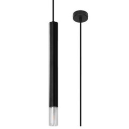 Sollux Lighting Wezyr Glass & Steel Black 1 Light Classic Pendant Ceiling Light - thumbnail 3