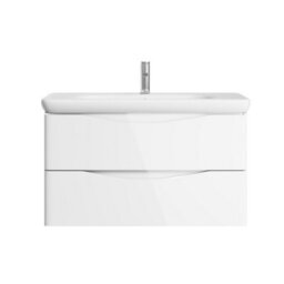 Plum&clay Eden Gloss White Wall Hung Vanity Unit With Round Resin Basin (W)940mm - thumbnail 5