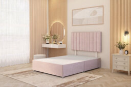 Somnior Beds Somnior Alexas Plush Velvet 4Ft6 Double Divan Bed Base With Upholstered Headboard Pink - thumbnail 2