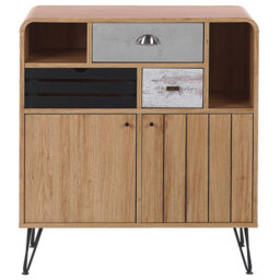 Beliani Light Brown Retro Sideboard 80 X 40 X 87 Cm - 2 Doors, 3 Drawers - thumbnail 1