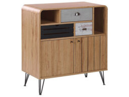 Beliani Light Brown Retro Sideboard 80 X 40 X 87 Cm - 2 Doors, 3 Drawers - thumbnail 3