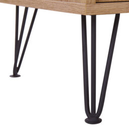 Beliani Light Brown Retro Sideboard 80 X 40 X 87 Cm - 2 Doors, 3 Drawers - thumbnail 9