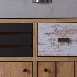 Beliani Light Brown Retro Sideboard 80 X 40 X 87 Cm - 2 Doors, 3 Drawers - thumbnail 8