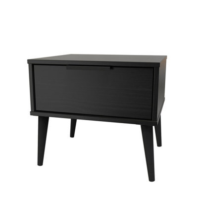 Hong Kong Ready Assembled Matt Black 1 Drawer Small Side Table (H)410mm (W)450mm (D)395mm - image 1