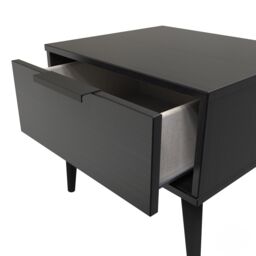 Hong Kong Ready Assembled Matt Black 1 Drawer Small Side Table (H)410mm (W)450mm (D)395mm - thumbnail 6