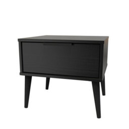 Hong Kong Ready Assembled Matt Black 1 Drawer Small Side Table (H)410mm (W)450mm (D)395mm - thumbnail 1