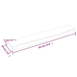 Berkfield Wall Shelf Dark Grey 60X10X4 Cm Treated Solid Wood Oak - thumbnail 4