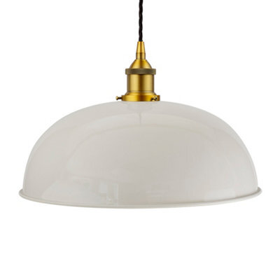 Pale Grey Worcester Painted Dome Pendant Light With Antique Gold Lamp Holder And Black Twisted Cable - Se Home - image 1
