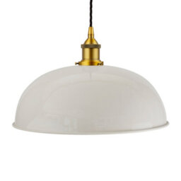 Pale Grey Worcester Painted Dome Pendant Light With Antique Gold Lamp Holder And Black Twisted Cable - Se Home - thumbnail 1