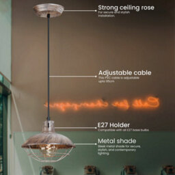 Vintage Nautical Industrial Ceiling Lamp Pendant Light Fixture Metal Cage Industrial Style - thumbnail 3