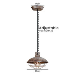 Vintage Nautical Industrial Ceiling Lamp Pendant Light Fixture Metal Cage Industrial Style - thumbnail 2
