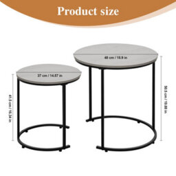 Alivio Set Of 2 Round Nesting Coffee Table, Modern Side Tables For Bedroom, Living Room, Balcony (Grey) - thumbnail 4