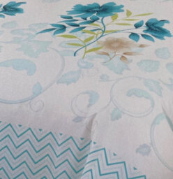 Homespace Direct Ltd Bethany Teal Floral Duvet Cover Set Reversible Zig Zag Bedding - thumbnail 2