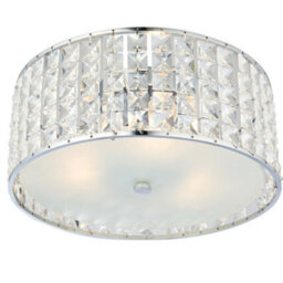 Flush Bathroom Ceiling Light Diffused Crystal Shade Ip44 Round Lamp Bulb Holder - thumbnail 1