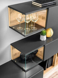 "Arte Silk Entertainment Unit: Elegant White Gloss & Pearl Grey - W2400mm X H1500mm X D400mm For Tvs Up To 55""" - thumbnail 4