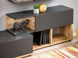 "Arte Silk Entertainment Unit: Elegant White Gloss & Pearl Grey - W2400mm X H1500mm X D400mm For Tvs Up To 55""" - thumbnail 6