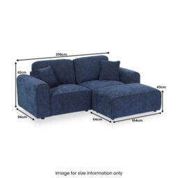 Hugo Deep Blue Chaise Sofa - Fully Assembled By Roseland Furniture - thumbnail 6