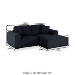 Hugo Deep Blue Chaise Sofa - Fully Assembled By Roseland Furniture - thumbnail 4