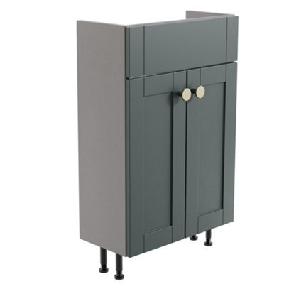Ashford Slimline Matt Green Freestanding Bathroom Vanity Unit (H) 820mm (W) 500mm - image 1