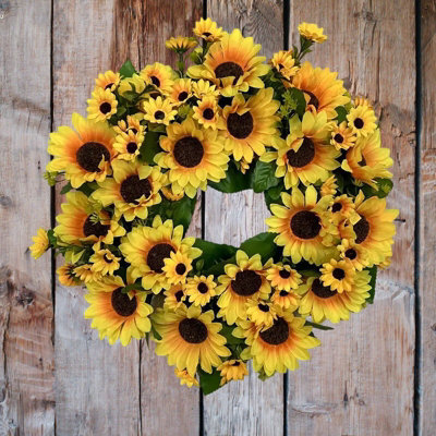 L&F@Home Mega Sunflower Floral Wreath Artificial Flower Decoration Indoor Outdoor 43Cm Diameter - image 1
