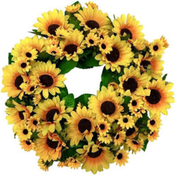 L&F@Home Mega Sunflower Floral Wreath Artificial Flower Decoration Indoor Outdoor 43Cm Diameter - thumbnail 2