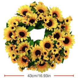 L&F@Home Mega Sunflower Floral Wreath Artificial Flower Decoration Indoor Outdoor 43Cm Diameter - thumbnail 3