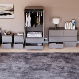 Lassic Vida Designs Denver 4 Piece Bedroom Set - (2 Drawer Large Bedside Chest X2, 6 Drawer Chest, 2 Door 2 Drawer Wardrobe), Grey - thumbnail 5