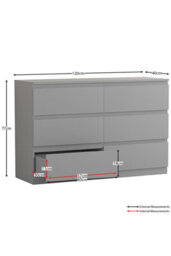 Lassic Vida Designs Denver 4 Piece Bedroom Set - (2 Drawer Large Bedside Chest X2, 6 Drawer Chest, 2 Door 2 Drawer Wardrobe), Grey - thumbnail 7