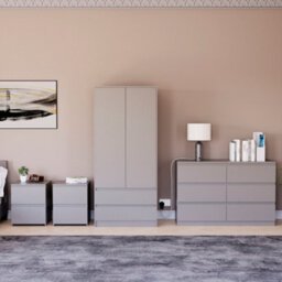 Lassic Vida Designs Denver 4 Piece Bedroom Set - (2 Drawer Large Bedside Chest X2, 6 Drawer Chest, 2 Door 2 Drawer Wardrobe), Grey - thumbnail 3