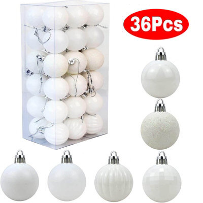 Amorly 36Pack White Christmas Ball Ornaments,4Cm Small Shatter Resistant Plastic Hanging Baubles,indoor Christmas Tree Decorations - image 1