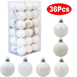Amorly 36Pack White Christmas Ball Ornaments,4Cm Small Shatter Resistant Plastic Hanging Baubles,indoor Christmas Tree Decorations - thumbnail 1