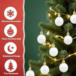 Amorly 36Pack White Christmas Ball Ornaments,4Cm Small Shatter Resistant Plastic Hanging Baubles,indoor Christmas Tree Decorations - thumbnail 4