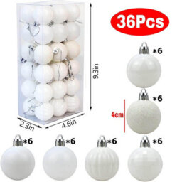 Amorly 36Pack White Christmas Ball Ornaments,4Cm Small Shatter Resistant Plastic Hanging Baubles,indoor Christmas Tree Decorations - thumbnail 2