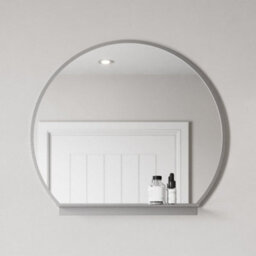 Affine 600mm Round Chrome Bathroom Mirror With Shelf Framed Wall Hung Modern 4mm Glass - thumbnail 1