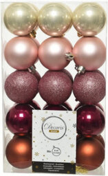 Decoris 30 Blush Pink Gold Orange Mix Christmas Tree Baubles