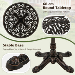 68Cm Round Cast Aluminum Patio Bistro Table - thumbnail 5