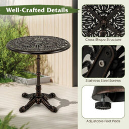 68Cm Round Cast Aluminum Patio Bistro Table - thumbnail 3