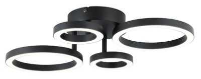 GoodHome Cyber Matt Metal & Plastic Black 4 Lamp Led Circular Ceiling Light - image 1