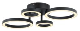 GoodHome Cyber Matt Metal & Plastic Black 4 Lamp Led Circular Ceiling Light - thumbnail 4