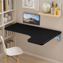 Black  Wall Mounted Drop Leaf Table Fold Down Laptop Writing Desk Folding Storage Shelf - thumbnail 1