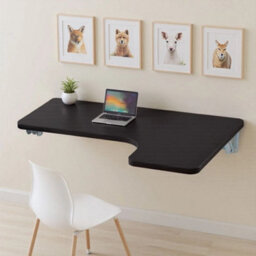 Black  Wall Mounted Drop Leaf Table Fold Down Laptop Writing Desk Folding Storage Shelf - thumbnail 2