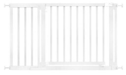 Safetots Wooden Elegance Gate, White, 125Cm - 133Cm, Pressure Fit Safety Gate, 73Cm Extra Wide Doorway, Easy Installation